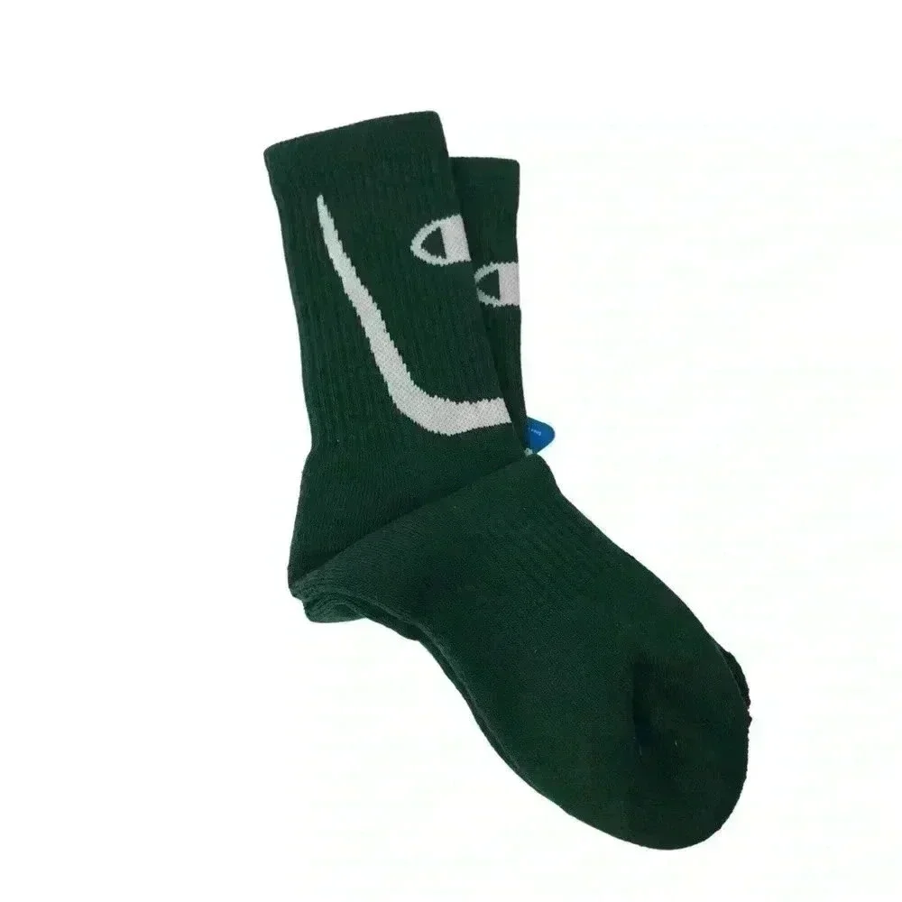 CHAMPION SOCKS WOMENS S/M FITS 6-10 ATHLETIC ALL-SPORT CREW DARK GREEN